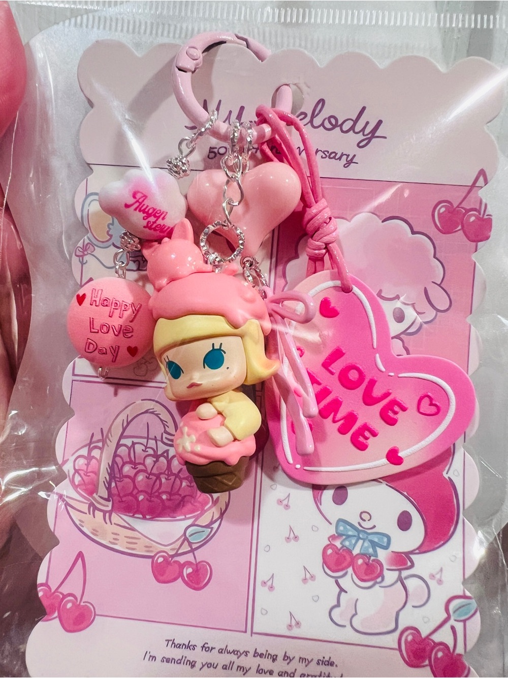 Pink Molly Ice Cream Keychain and phone chain
